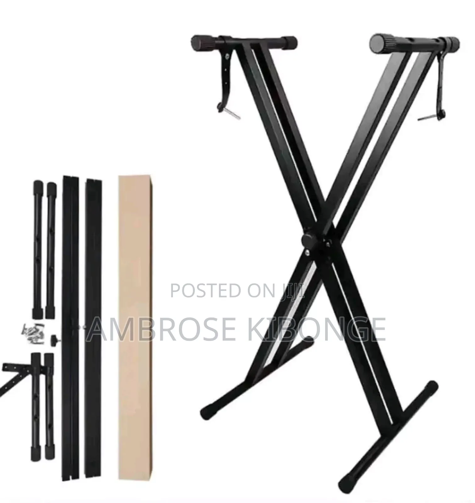 Boxed Heavy Duty Adjustable Double Bar Metal Keyboard Stand