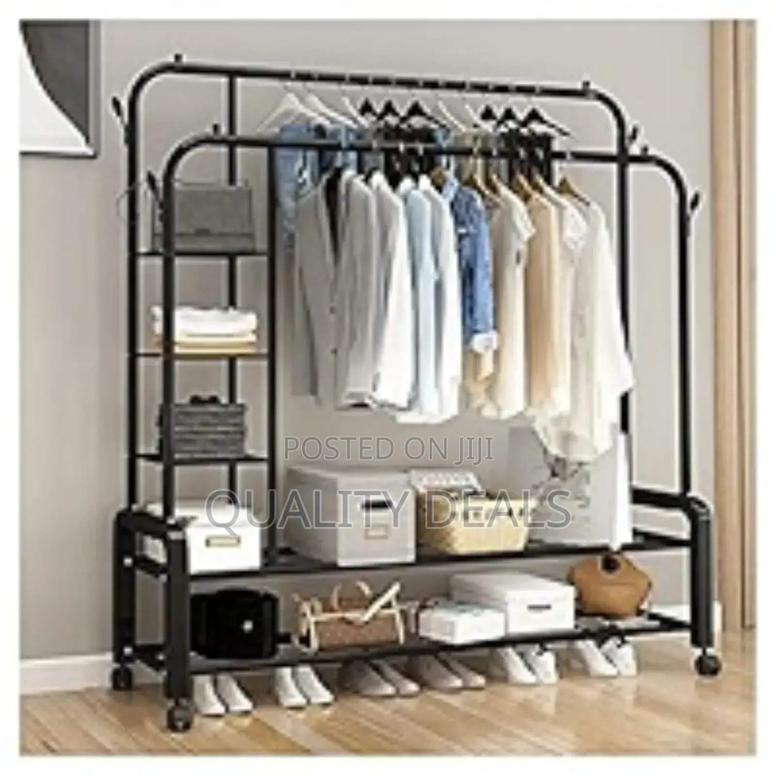 Double Pole Metal Clothes Hanger Rack