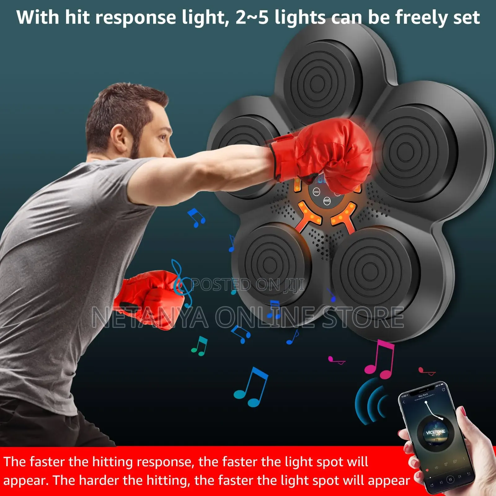 Smart Boxing Pad With Inbuilt Bluetooth Speaker and Gloves