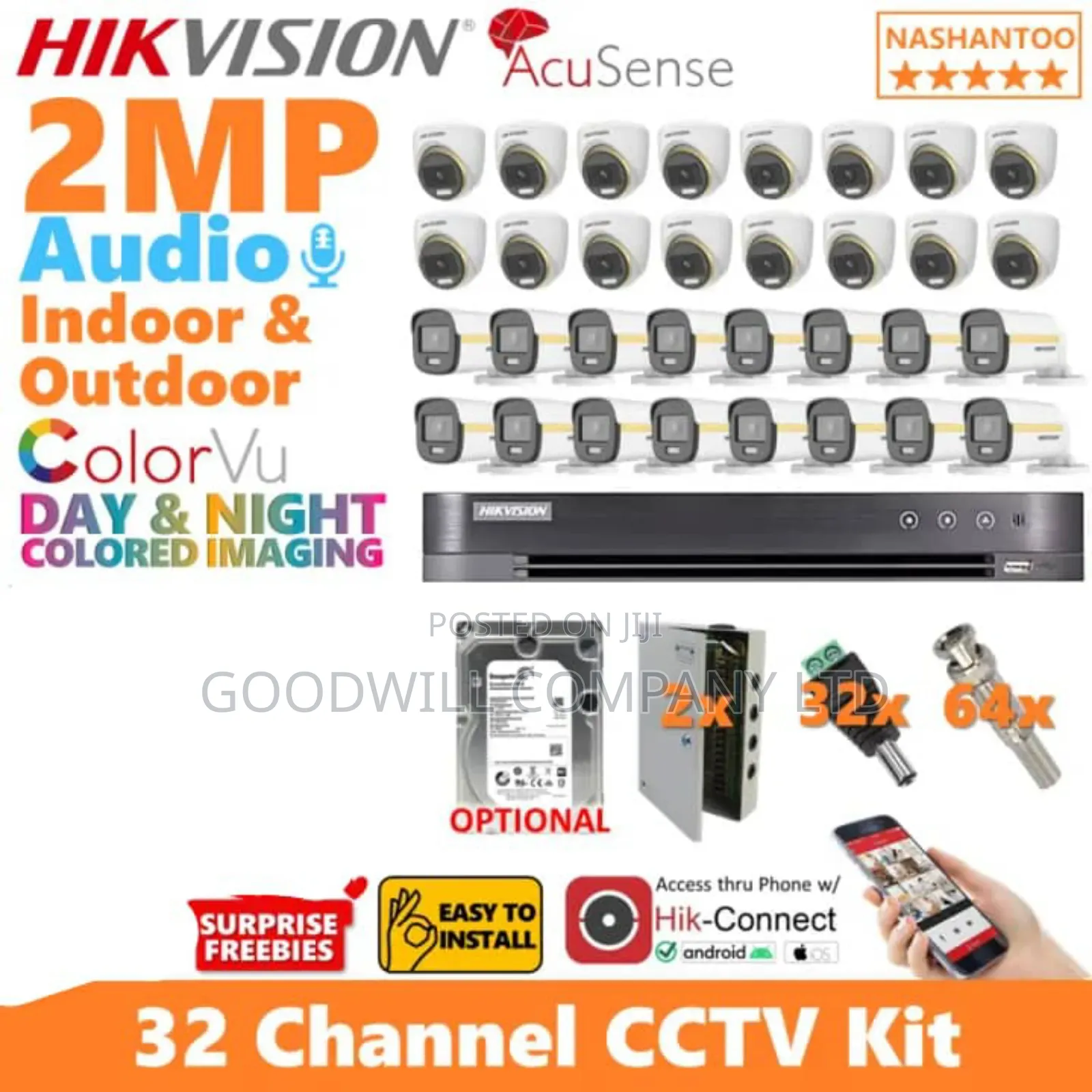 32 Channel Color Vu CCTV Camera Full Kit