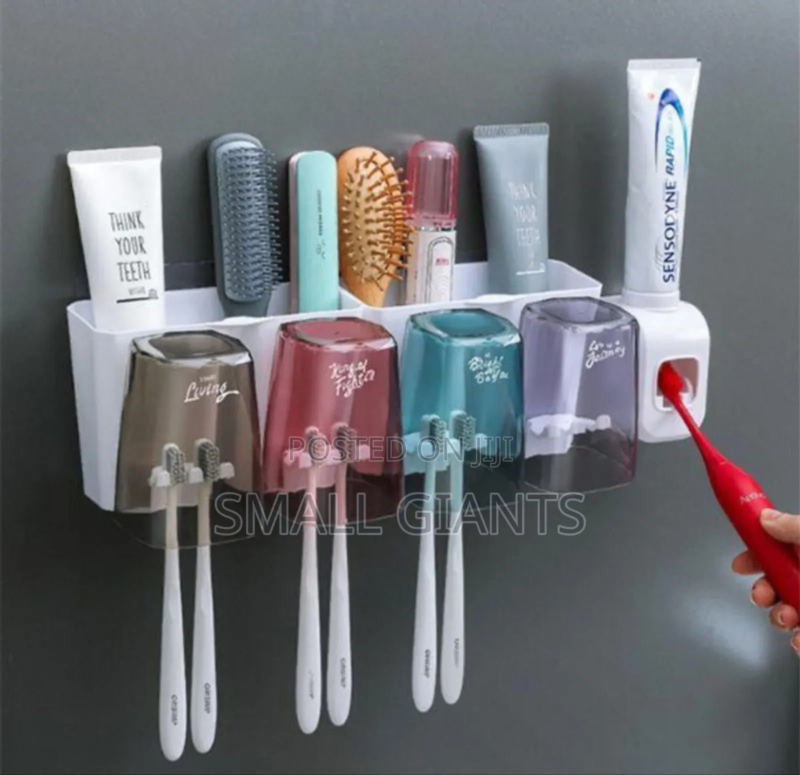 3in1 Bathroom Organizer, Toothbrush Holder Paste Dispenser