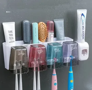 3in1 Bathroom Organizer, Toothbrush Holder Paste Dispenser
