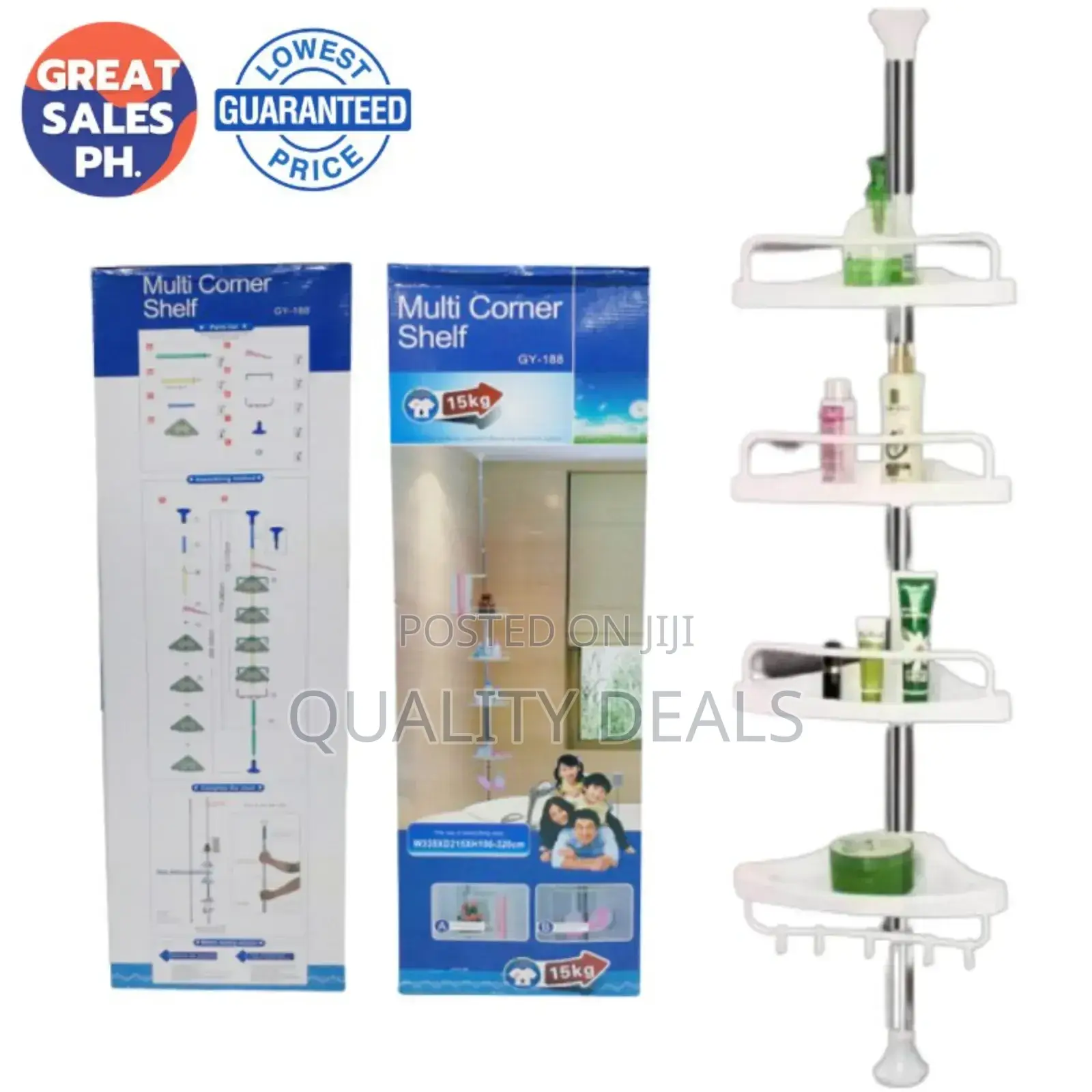 Adjustable Multi Corner Shelf Bathroom/Toilet Organizer