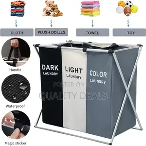3 Section Home Laundry Basket