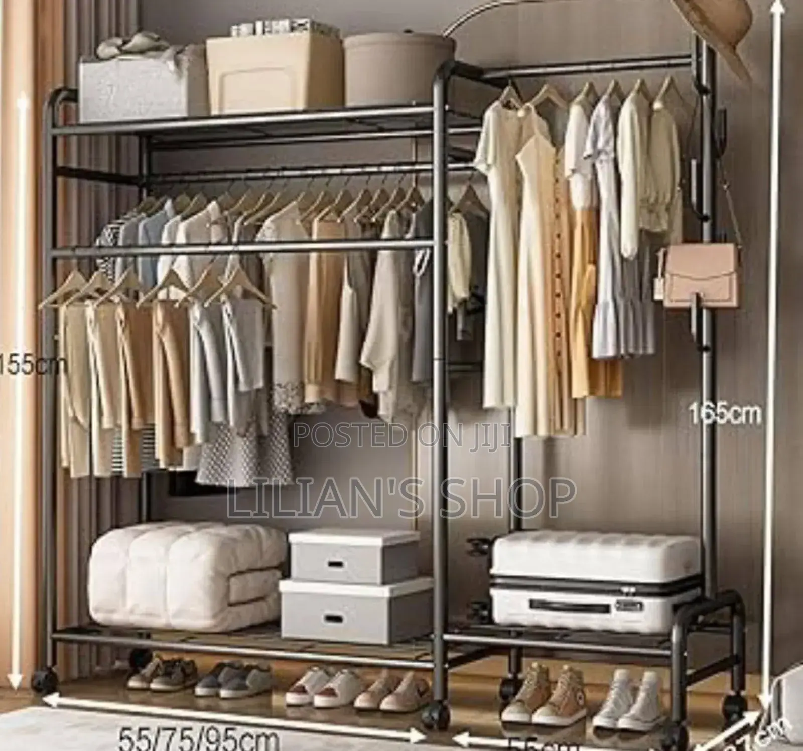 Metallic Shoe and Garment Rack