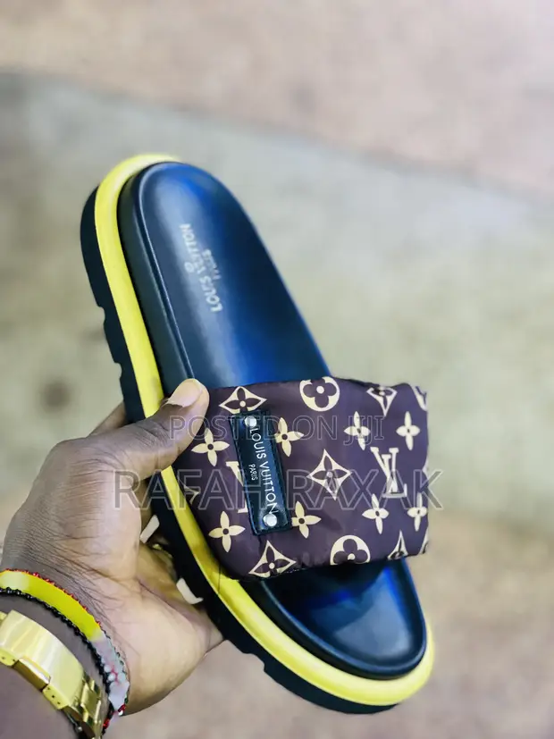 Flip Flops Men Lv Slides Original Brown Louis Vuitton Pillow Slide