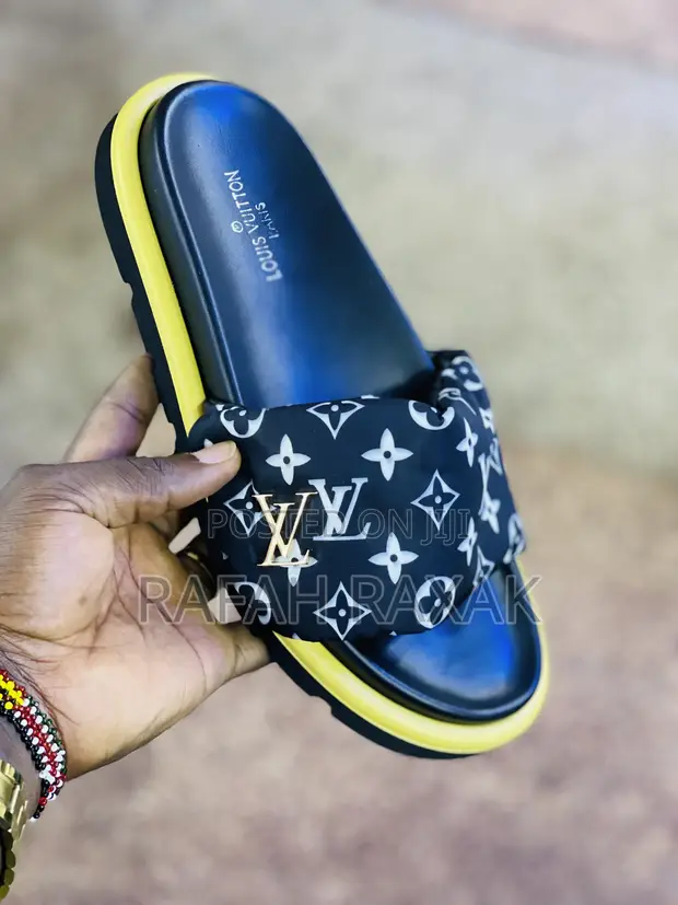 Slide Slippers Blue Louis Vuitton Slides Original Black Louis