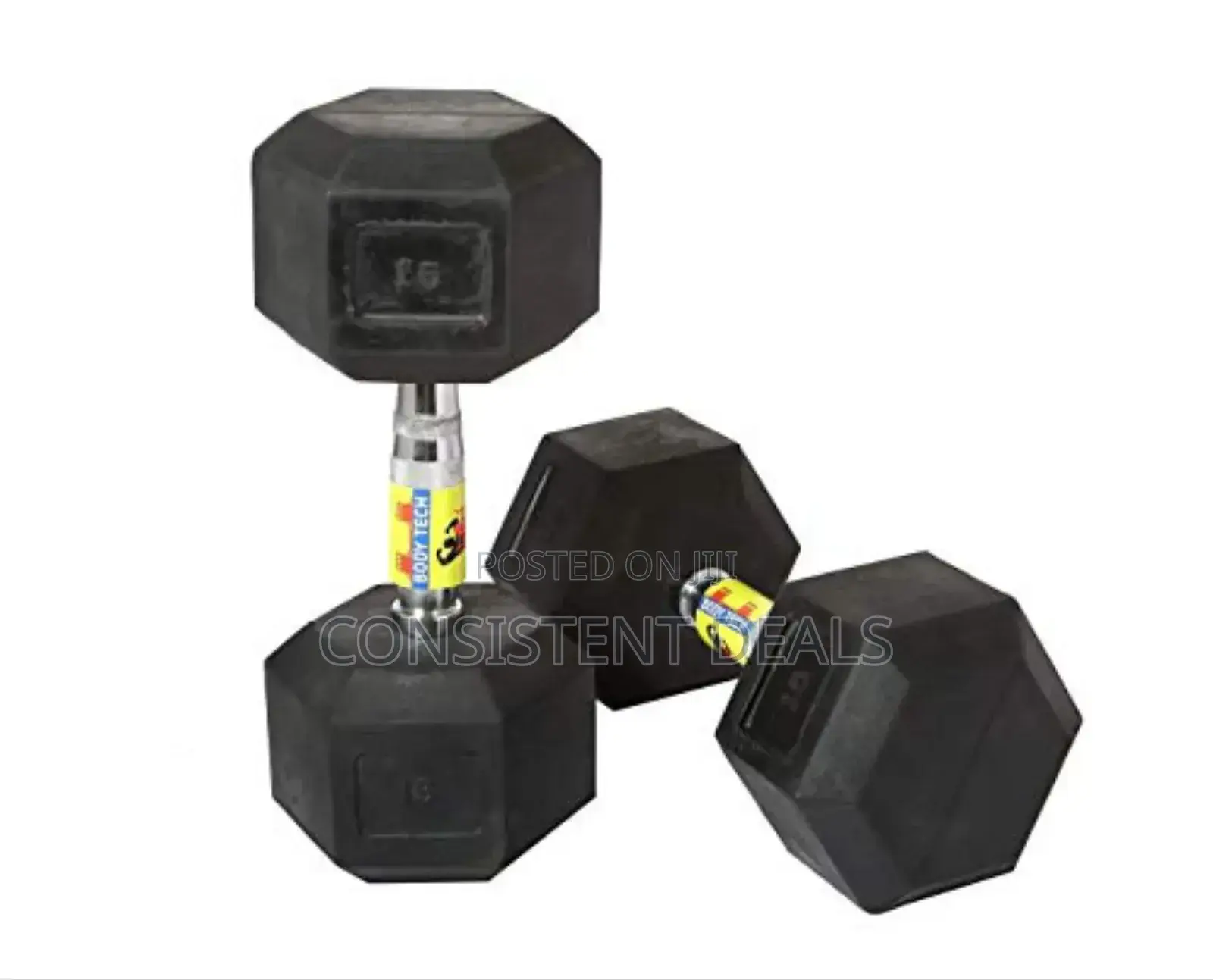 Pair of 15kg Hex Dumbells