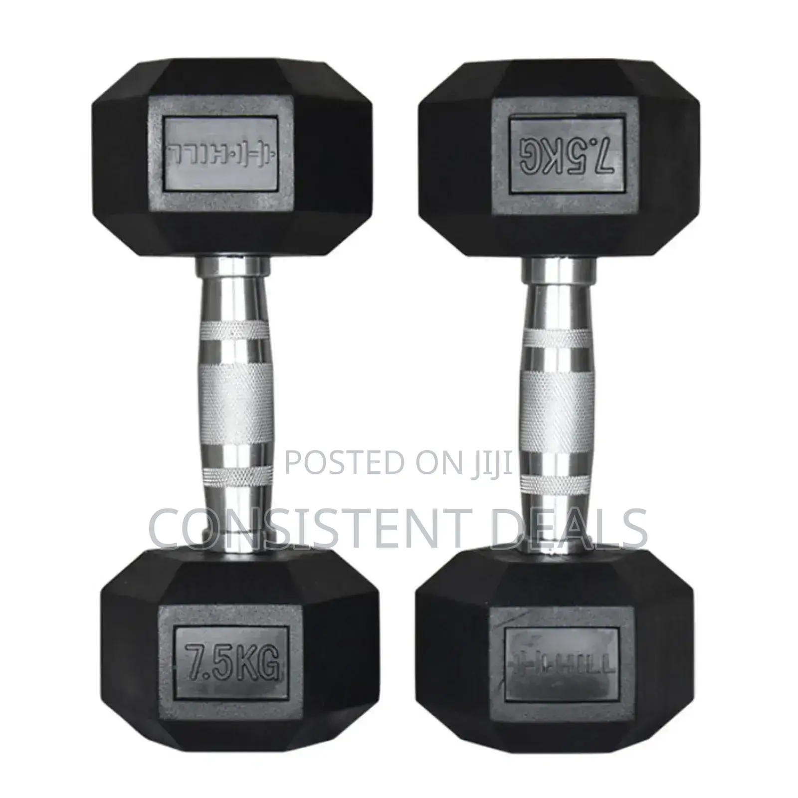 7.5kg Pair Hex Cast Iron Dumbbells