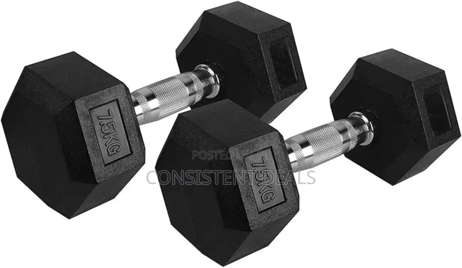 7.5kg Pair Hex Cast Iron Dumbbells