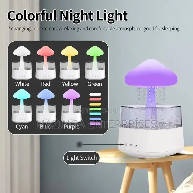 Raindrops Humidifier With Colourful Night Lights