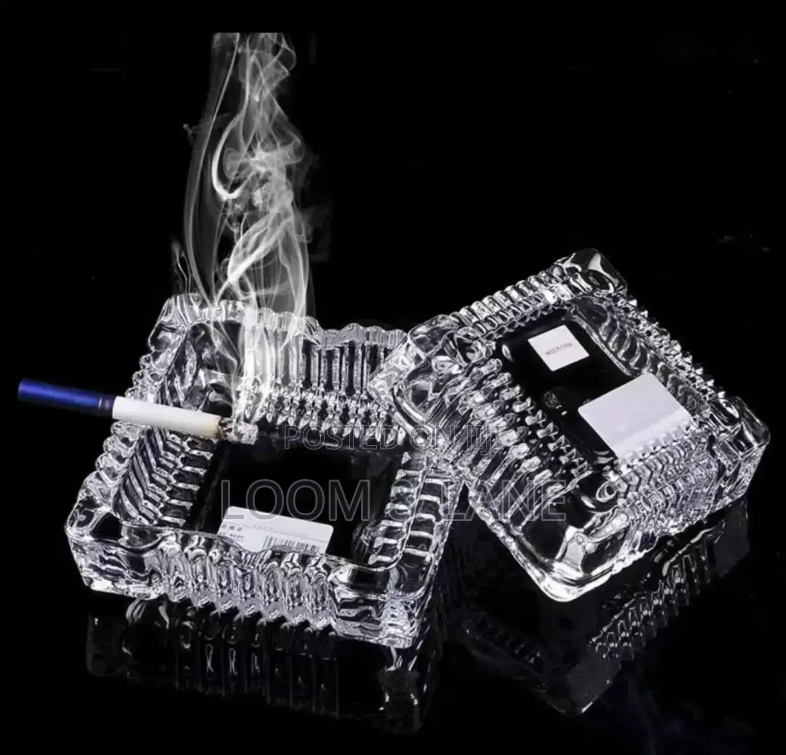 Crystal Clear Four Square Glass Ashtray