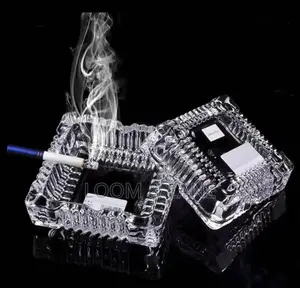Crystal Clear Four Square Glass Ashtray