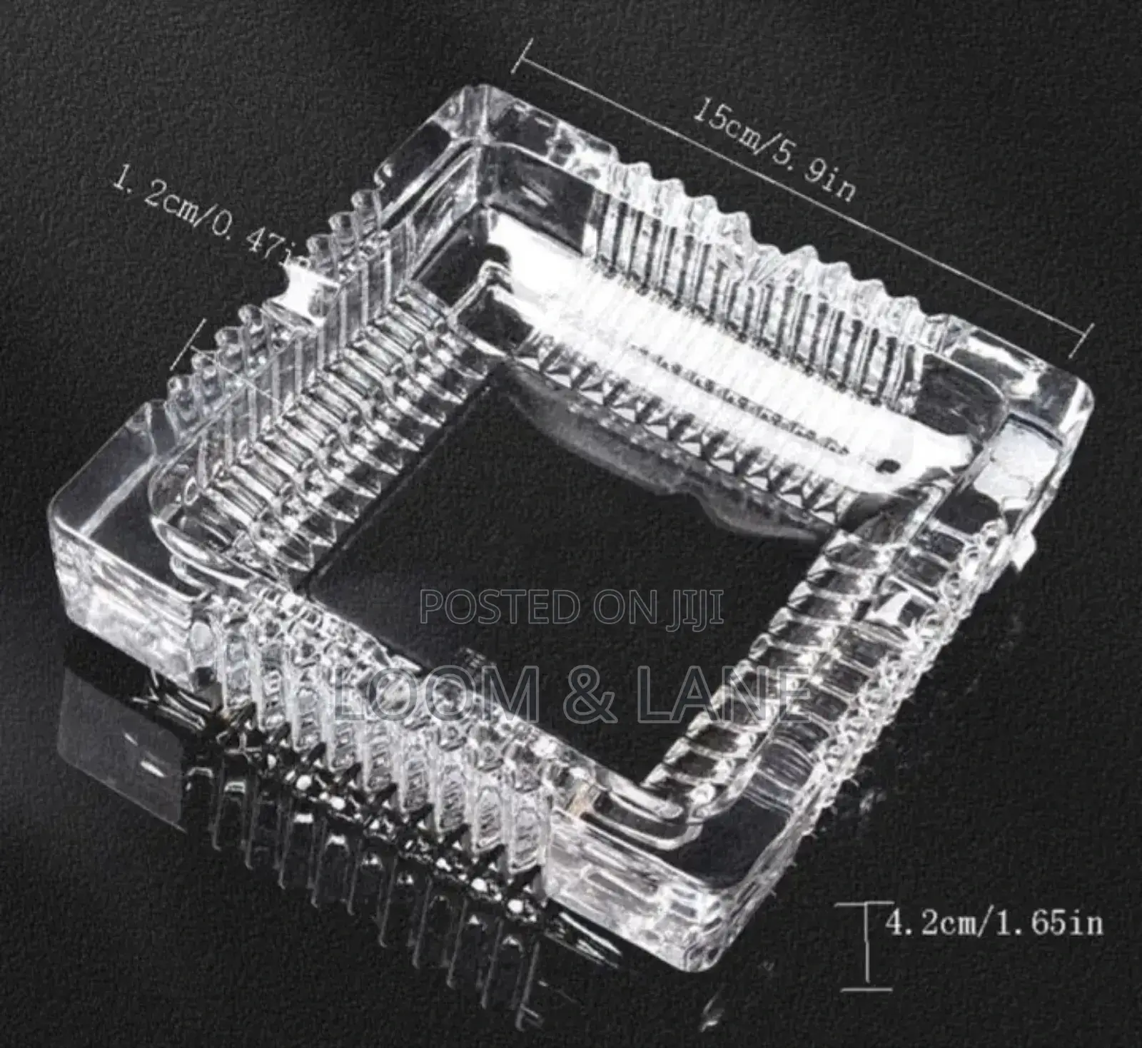 Crystal Clear Four Square Glass Ashtray