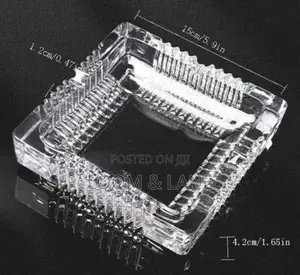 Crystal Clear Four Square Glass Ashtray