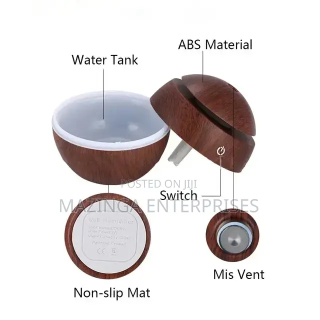 Portable Round Wooden Desk Cool Mist Aroma Humidifier