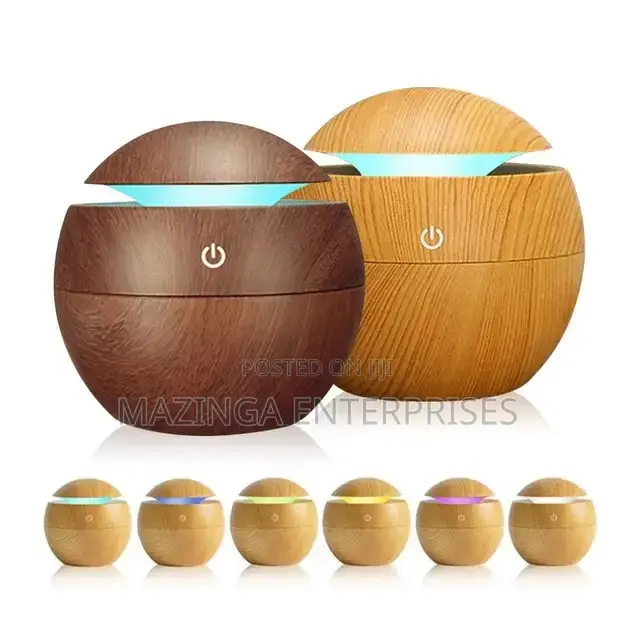 Portable Round Wooden Desk Cool Mist Aroma Humidifier