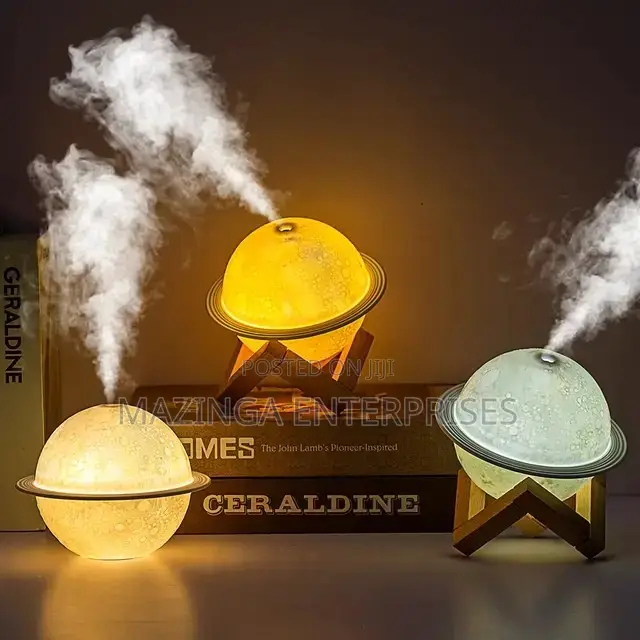 Ultrasonic Moon Planet Round Humidifier With Wooden Stand