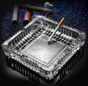 Crystal Clear Four Square Glass Ashtray