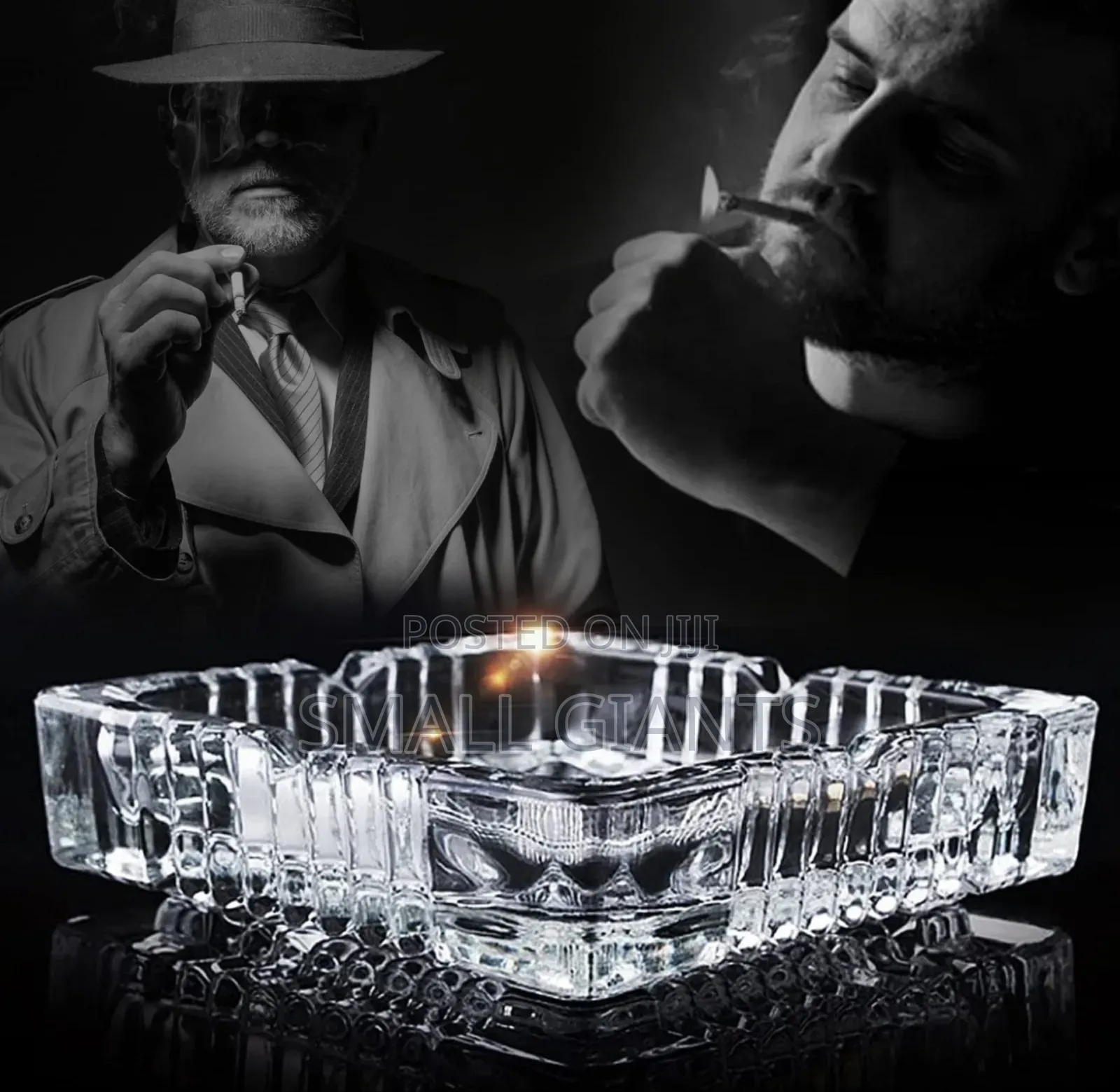 Crystal Clear Four Square Glass Ashtray
