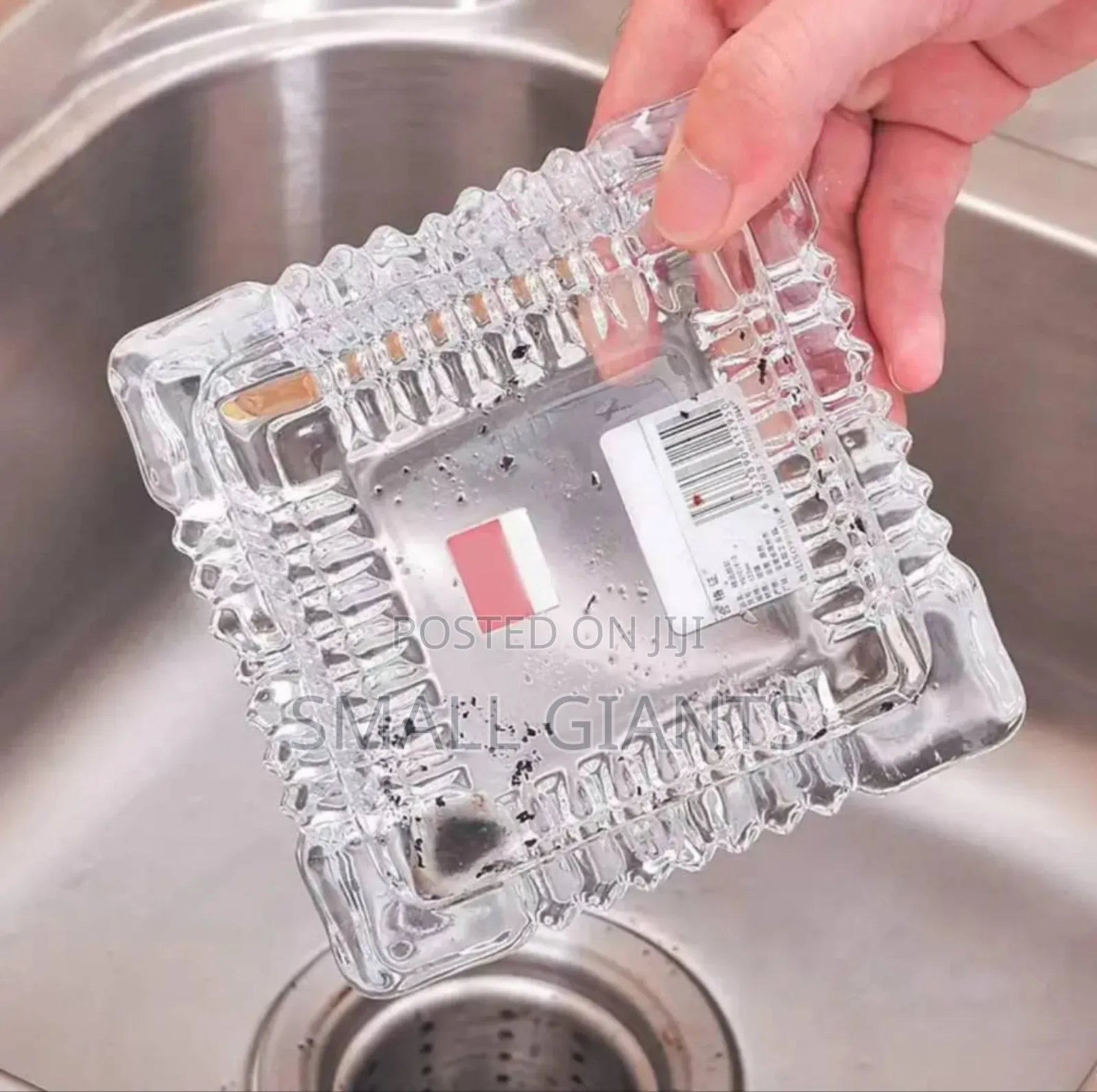 Crystal Clear Four Square Glass Ashtray