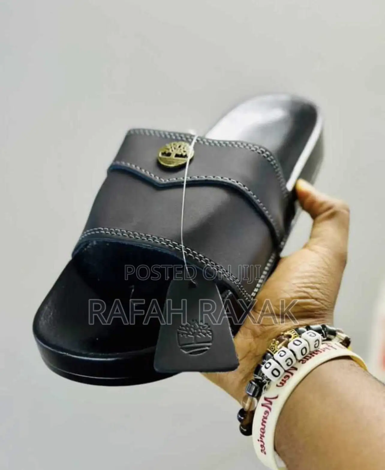 Original Men’S Black Leather Timberland Push in Sandals