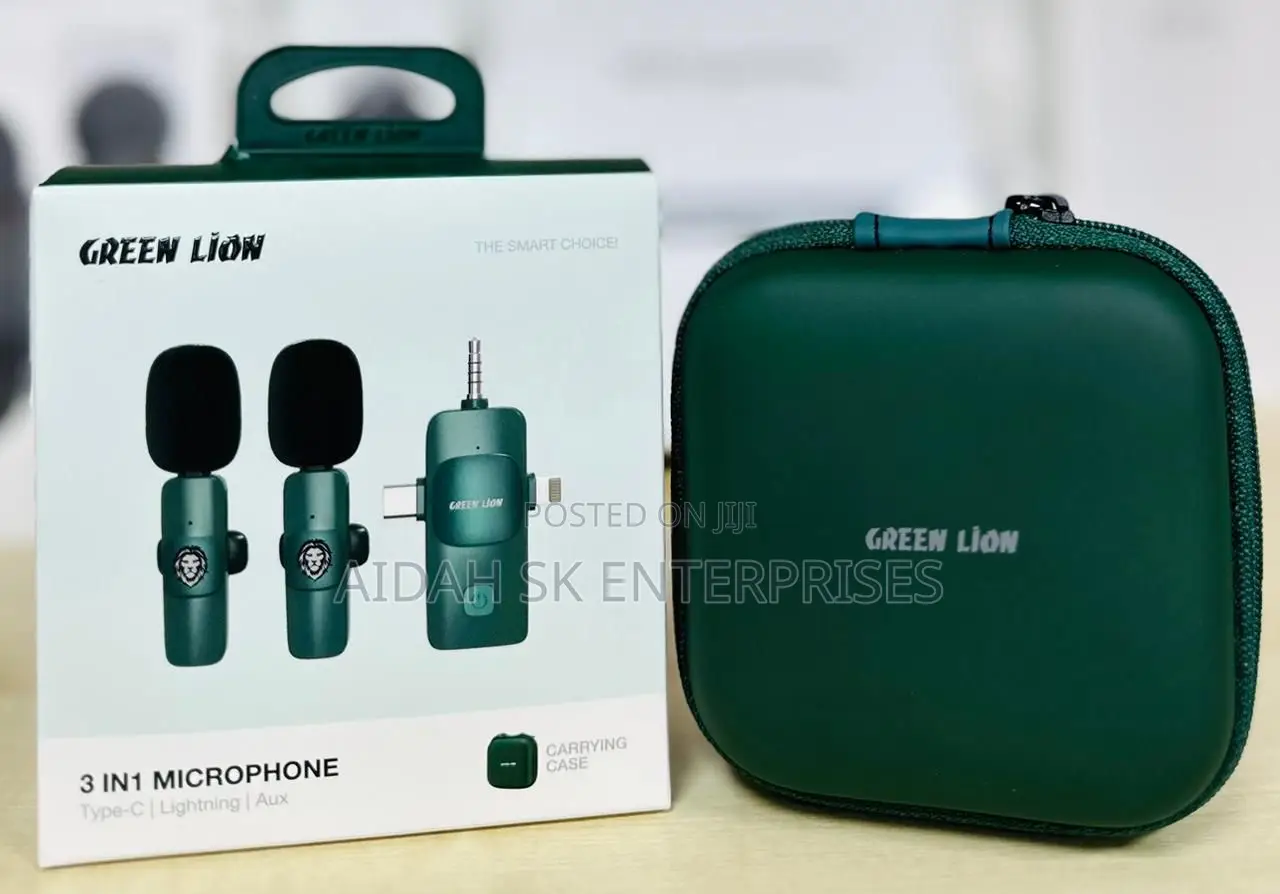 Green Lion 3 IN 1 Microphone Type-C / Lightning /Aux – Green