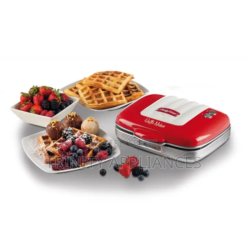 Ariete Waffle Maker With Non-Stick Electric Plates- Red