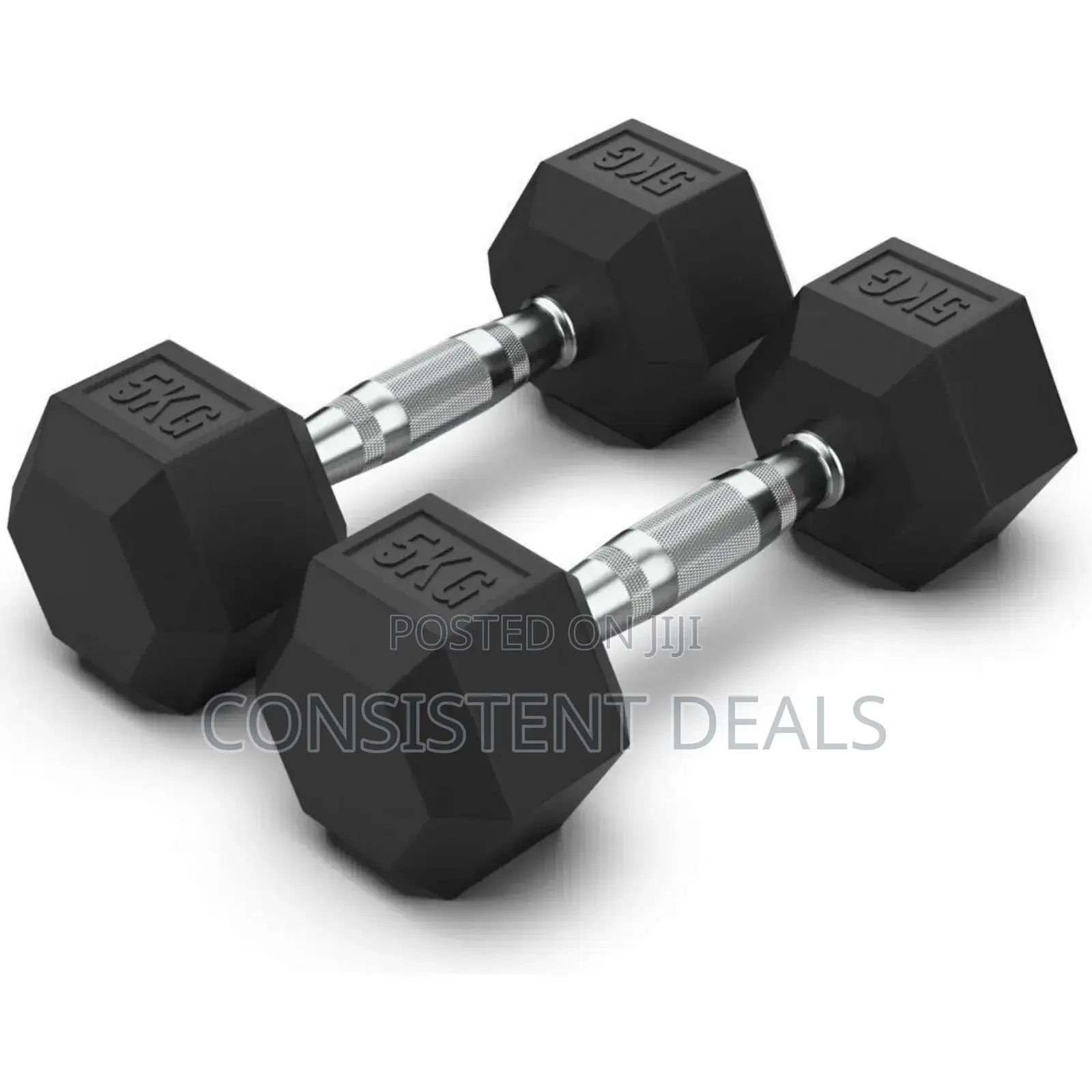 Pair of 5kg Hex Dumbbells