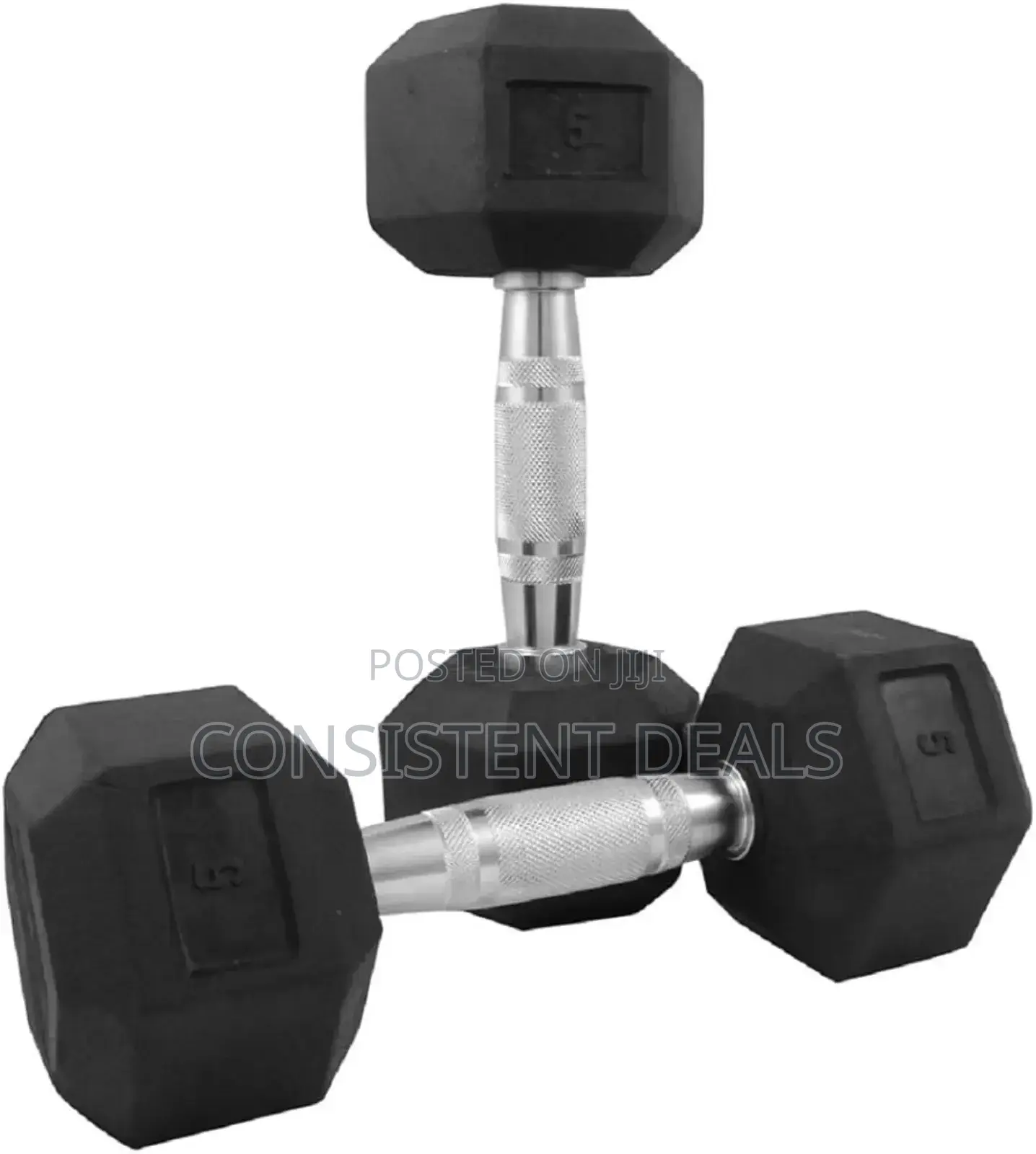 Pair of 5kg Cast Iron Black Dumbells