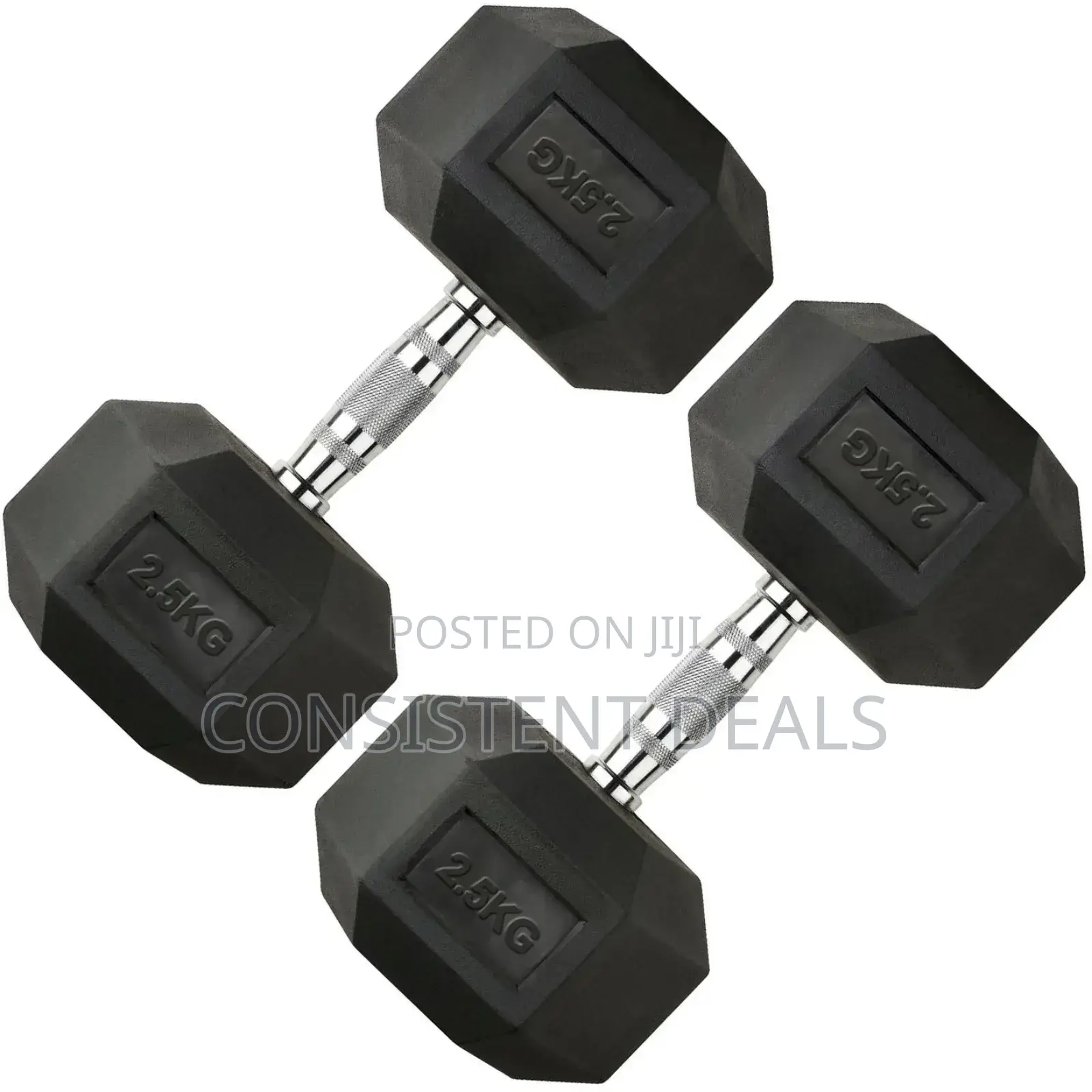 Pair of 2.5kg Cast Iron Hex Dumbbells