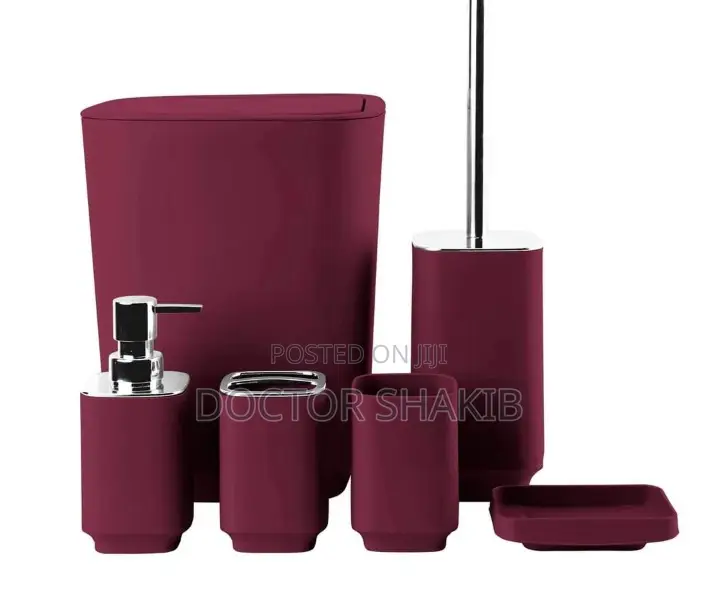 Square Plastic New 6pcs Bathroom Accessory Set