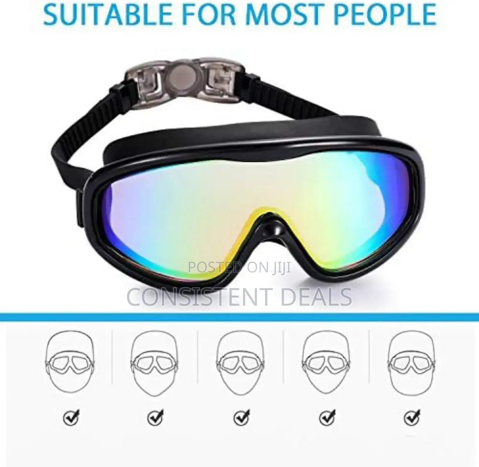 UV Waterproof Swimming Googles - Black