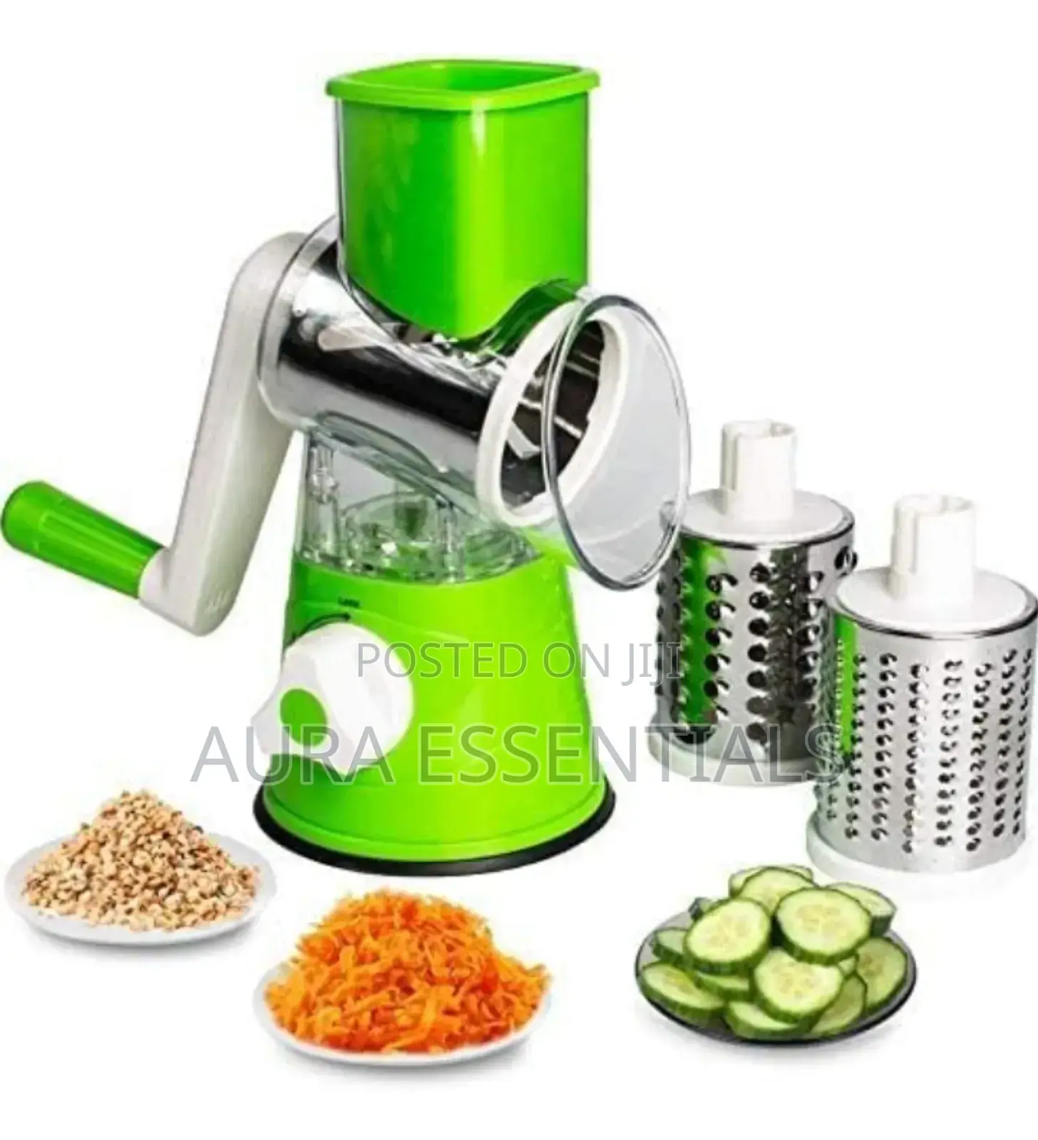 Manual Tabletop Drum Cheese Grater 3 in 1 Rotary Slicer