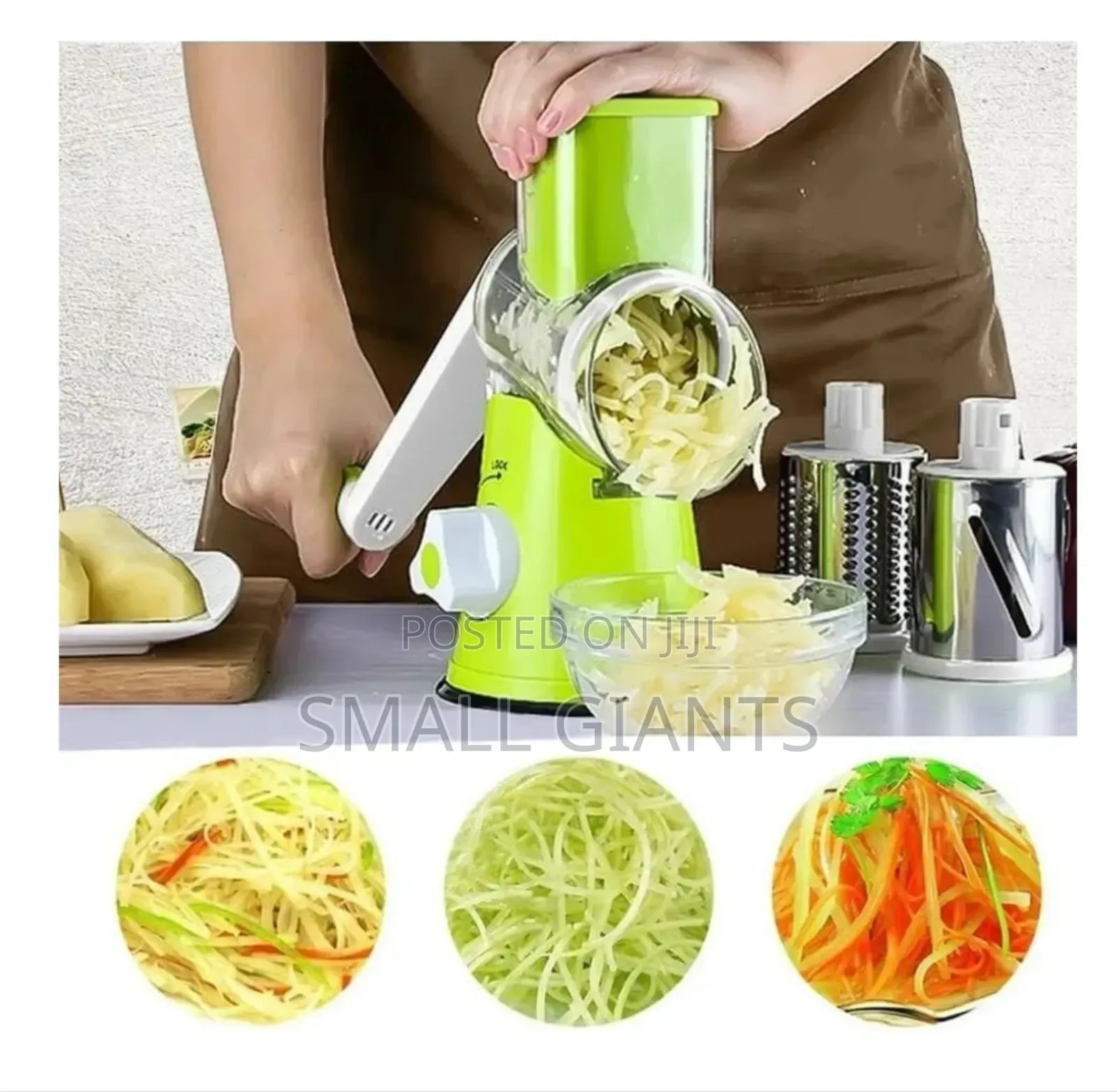 Manual Grater 3 in 1 Rotary Shredder, Slicer and Grinder