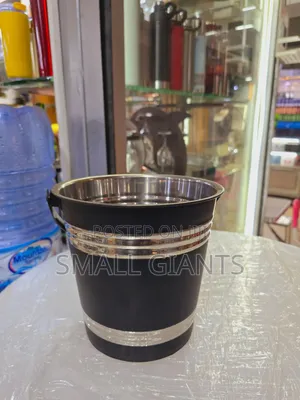 Strong Black Stainless Steel Ice Bucket