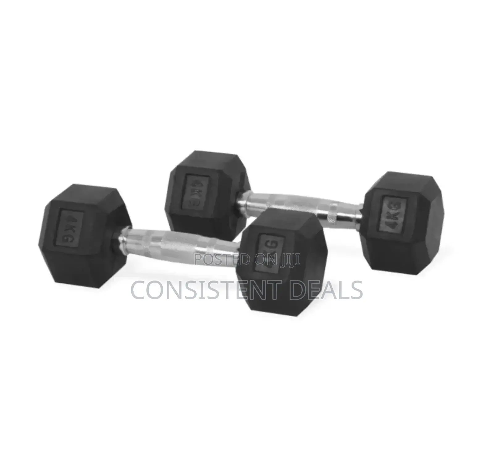 4kg Pair of Hex Black Dumbbells