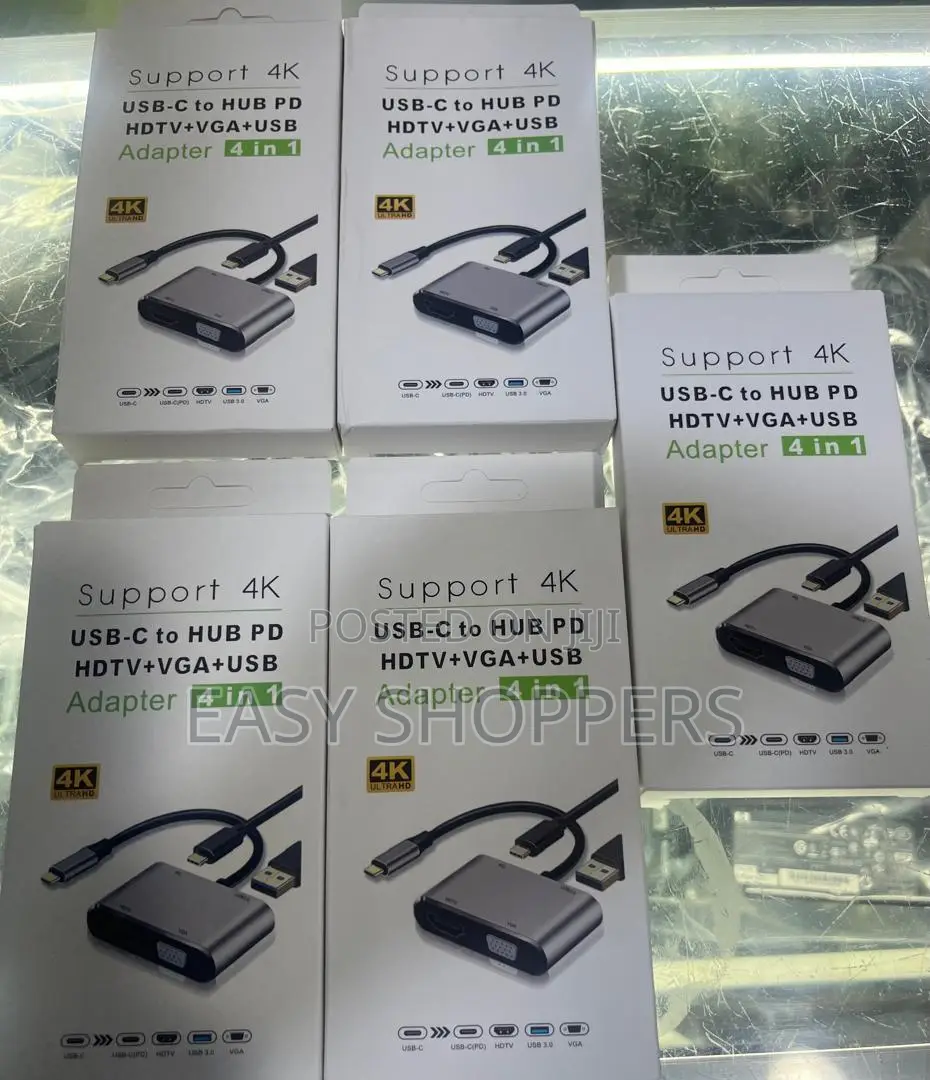 USB C to HDMI VGA Adapter Clday 4-in-1 Hub USB 3.0 OTG