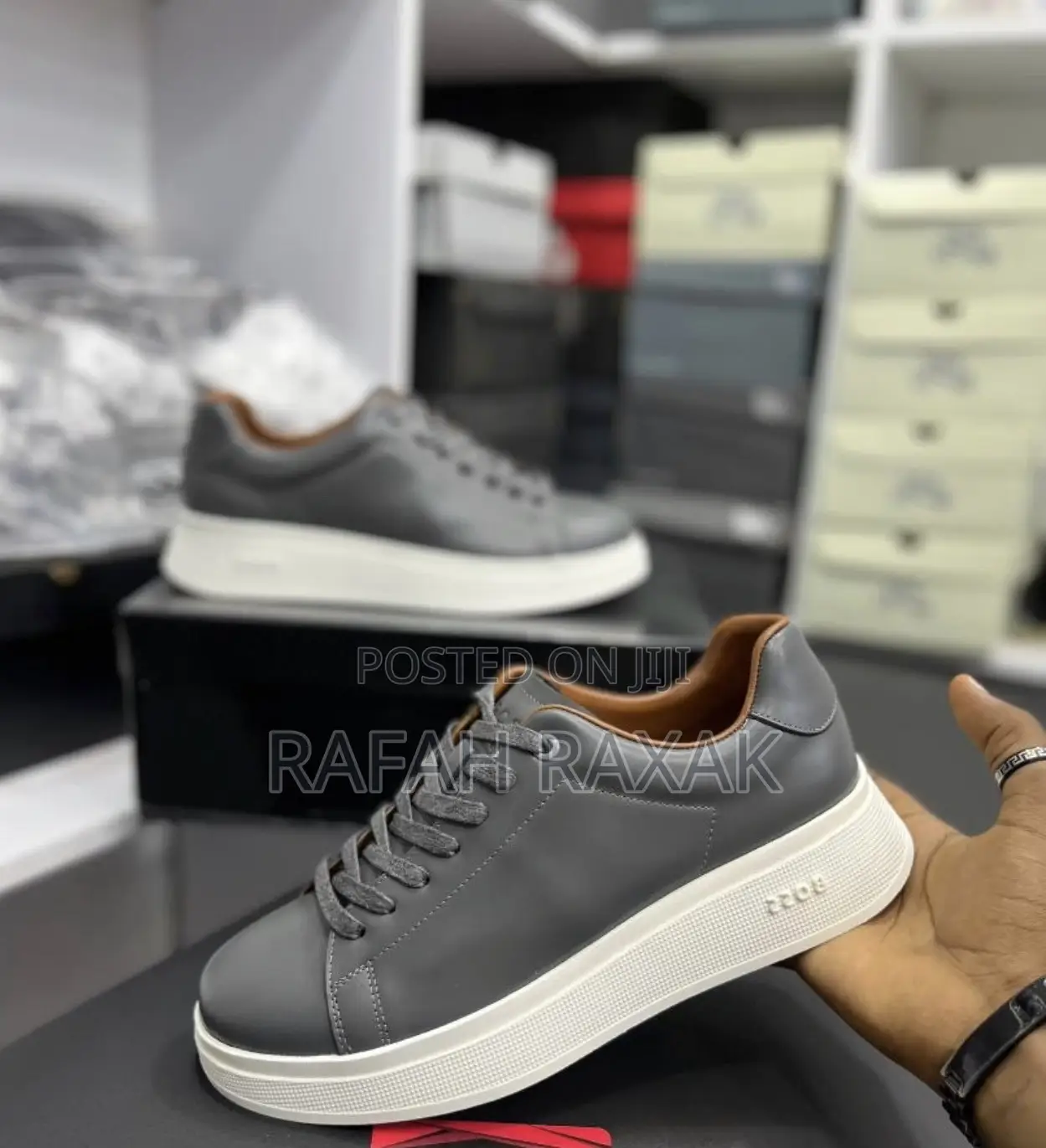 Original Grey BOSS Smart Casual Premium Leather Sneakers
