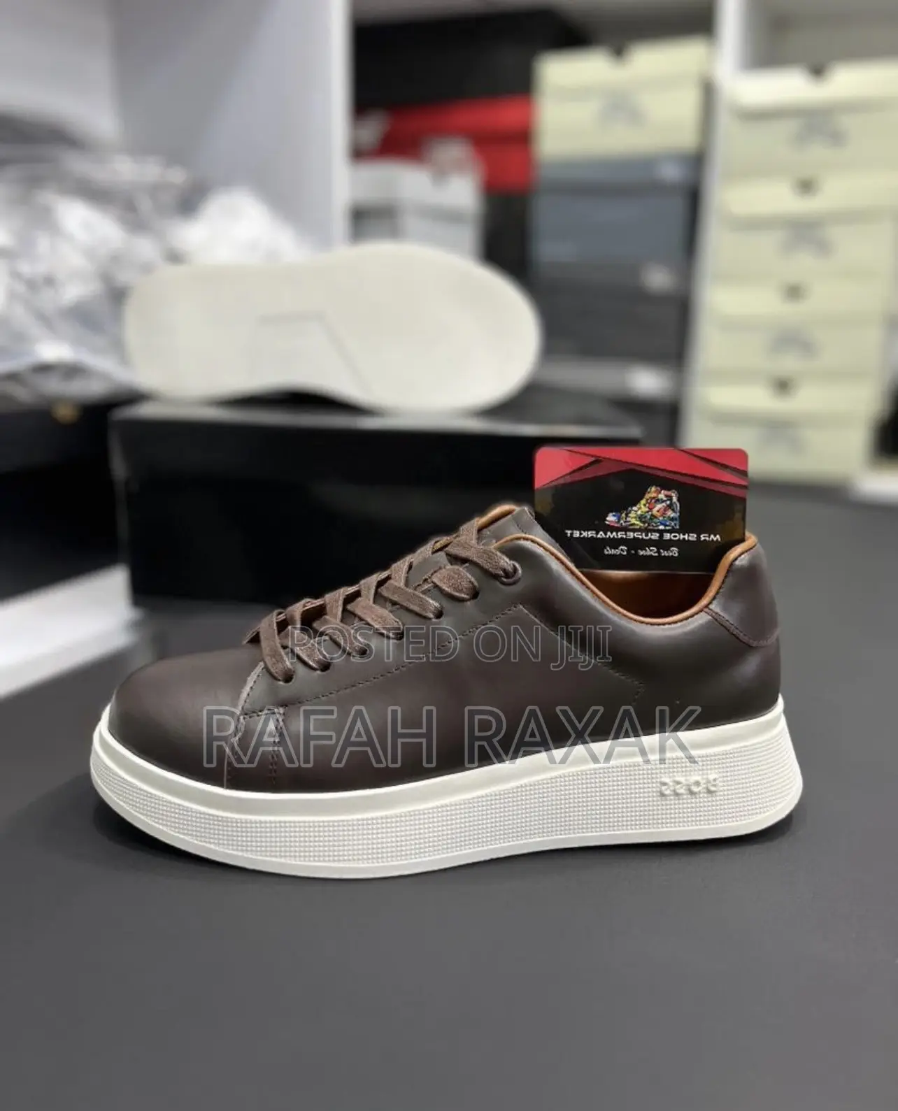 Original Dark Brown BOSS Smart Casual Leather Low Sneakers