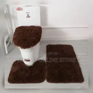 Fluffy Toilet and Bathrom Door Mat Set
