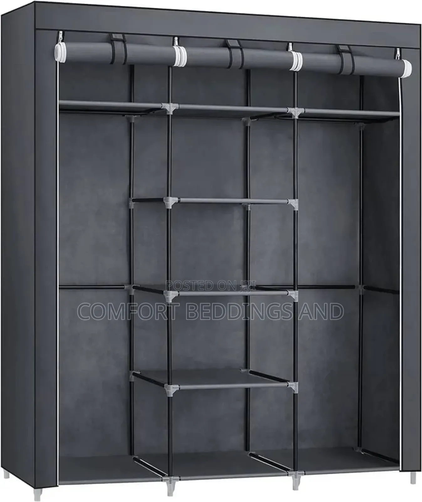 There Column Metallic Closet With Hanging Rails