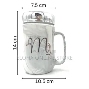 Mr. Mrs. Printed Ceramic Mugs With Mirror Lid