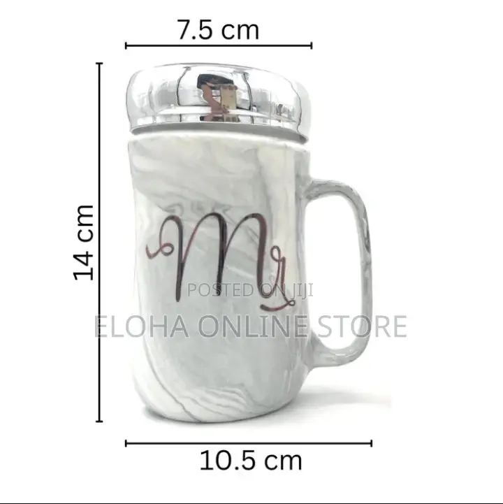 Mr. Mrs. Printed Ceramic Mugs With Mirror Lid