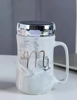 Mr. Mrs. Printed Ceramic Mugs With Mirror Lid