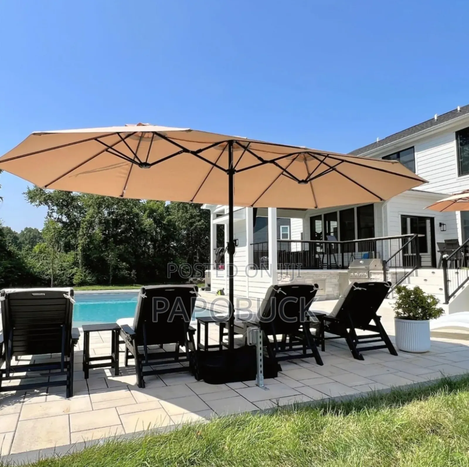 PHI VILLA 15ft Large Patio Umbrella With Base