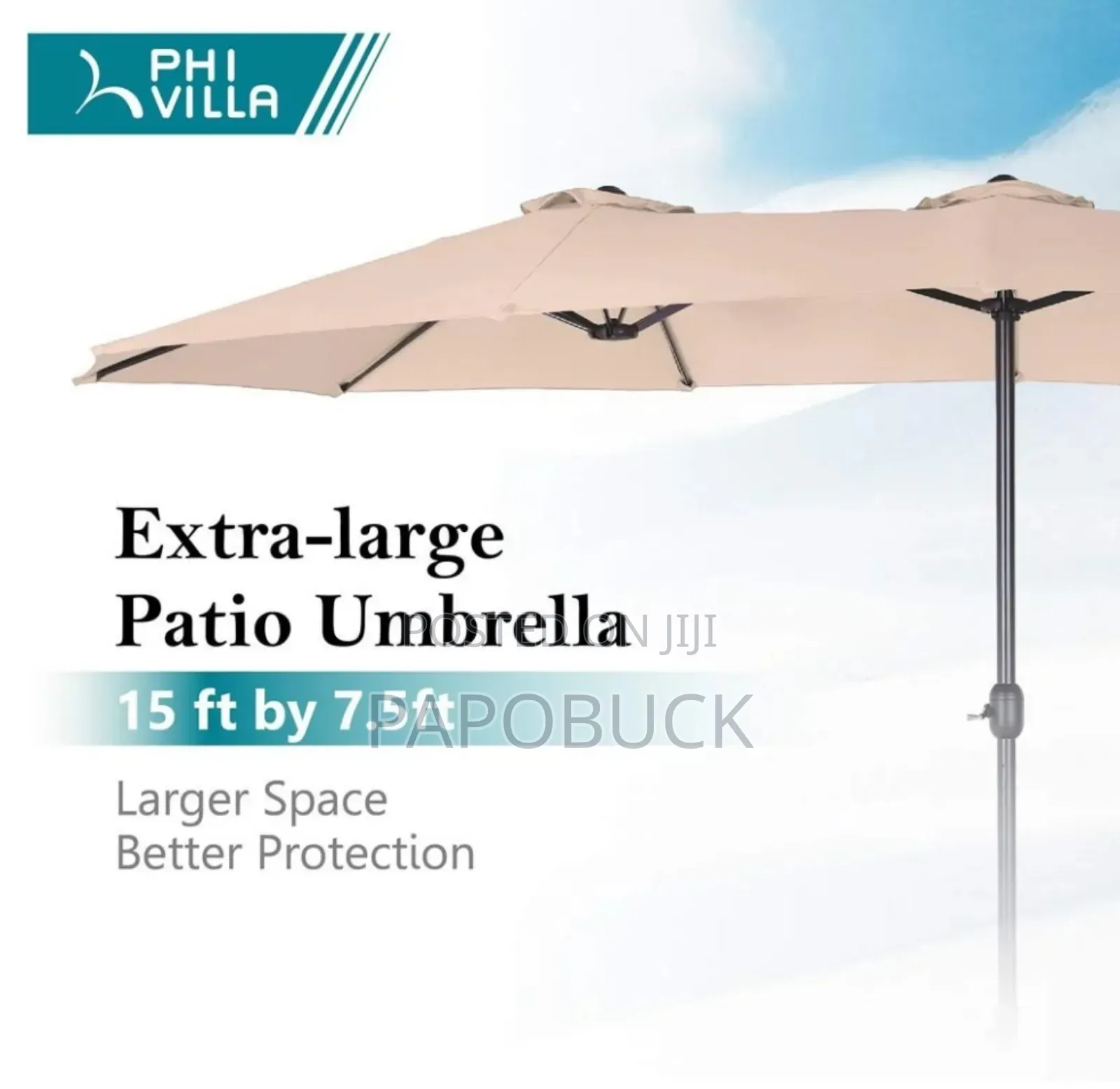 PHI VILLA 15ft Large Patio Umbrella With Base