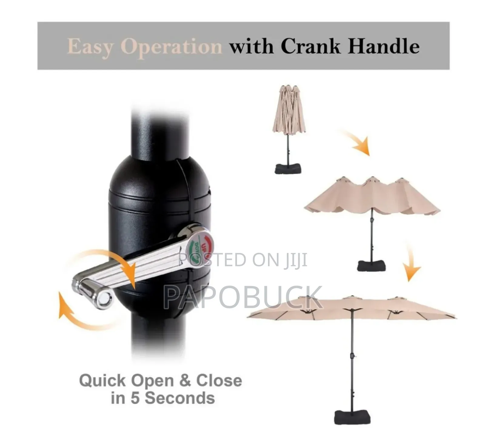 PHI VILLA 15ft Large Patio Umbrella With Base