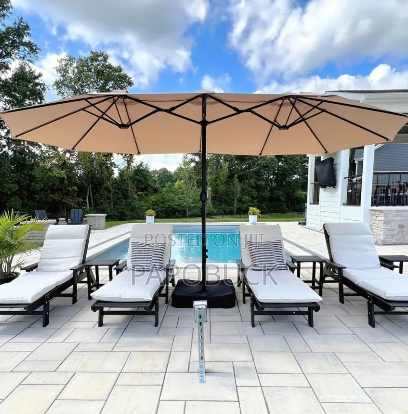 PHI VILLA 15ft Large Patio Umbrella With Base