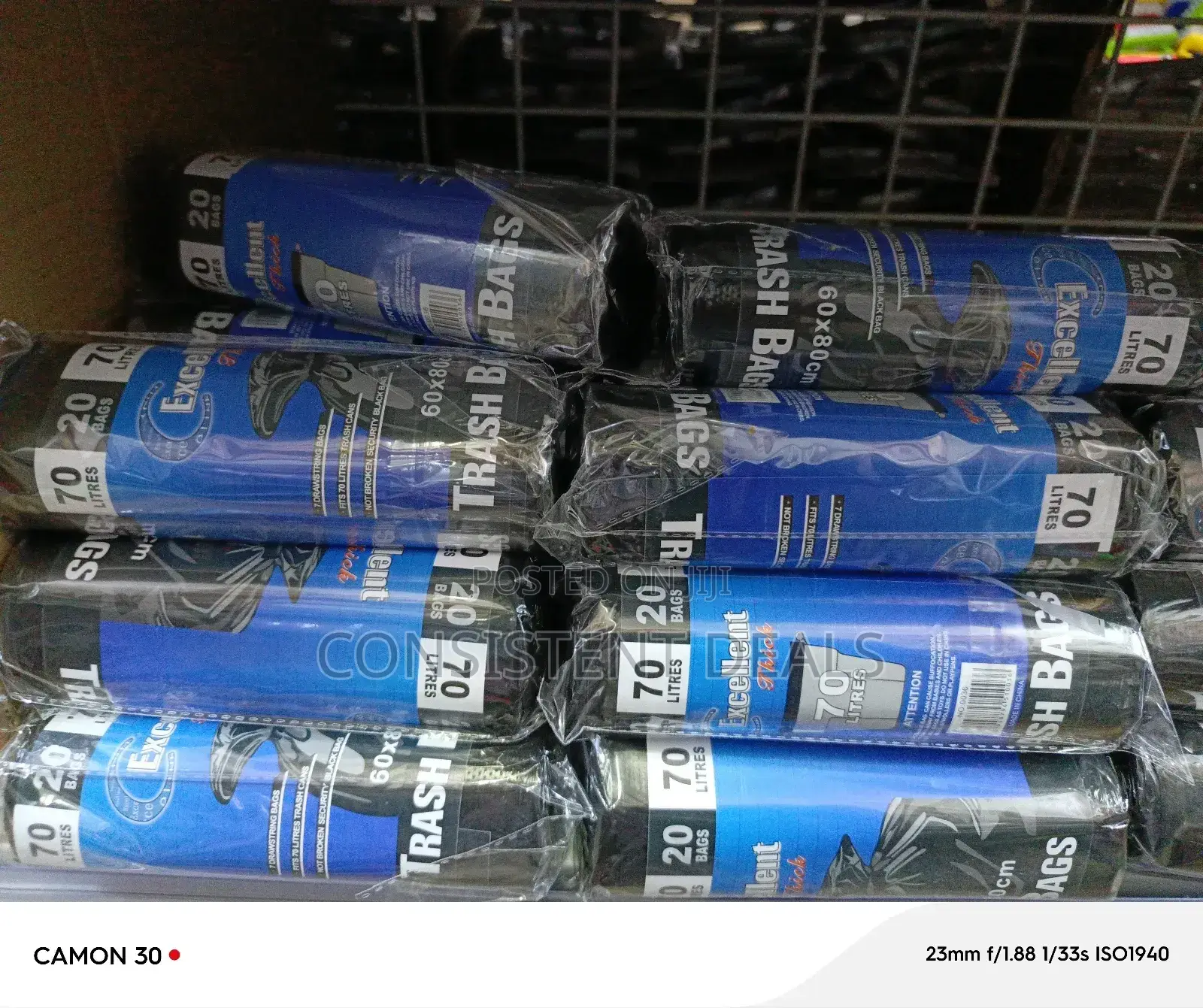 70litre Black Trash Bags (20 Bags)